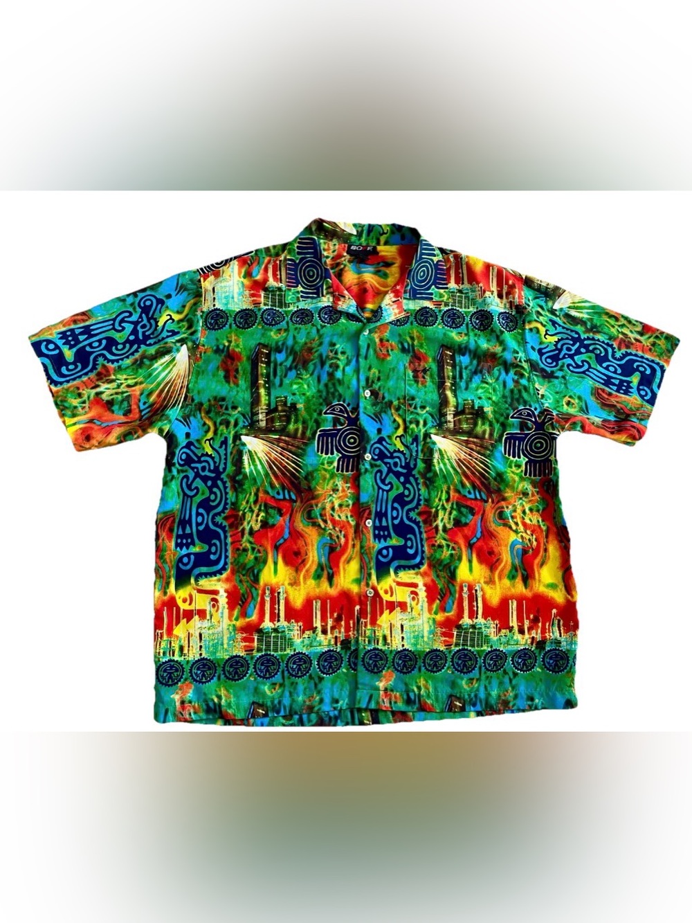 BOFF Vintage Abstract City and Aztec Inspired Casual Button Down SHIRT Size XL